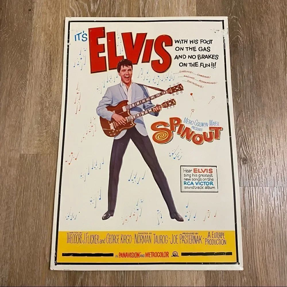 Elvis Presley Tin Metal 11 x 17 Movie Sign Spinout MGM Repro 1994 Turner Vintage